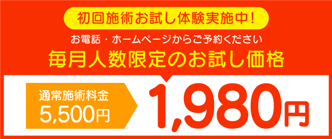 毎月人数限定のお試し価格