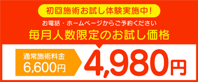毎月人数限定のお試し価格